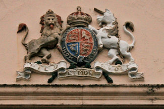 Photograph of Crest over entrance to Woodbridge Road Drill Hall, Ipswitch